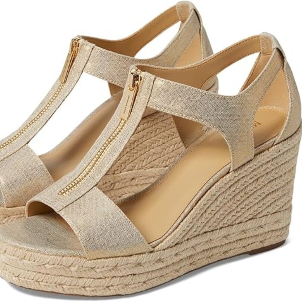 Michael Kors Women's Berkley Wedge Sandals Pale Gold 8.5
